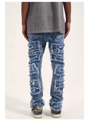Ripped patch jeans men's 4XL S4794577 - Tuzzut.com Qatar Online Shopping