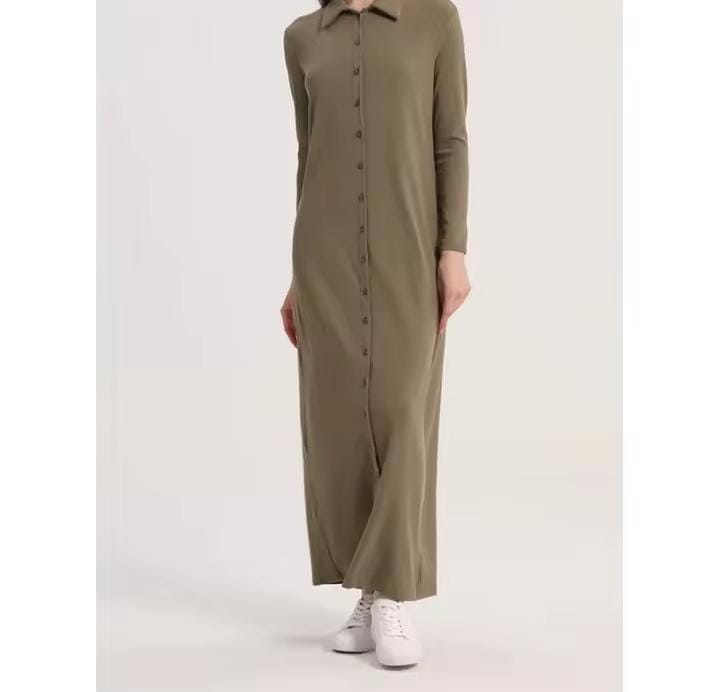 Maxi Dress Button Design Women Clothing Full Sleeve Comfortable Clothing B286378 Maxi Dress Button Design Women Clothing Full Sleeve Comfortable Clothing B286378