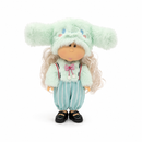 24cm Kids Cute Mint Green Fluffy Animal Outfit Doll with Striped Pants – 3 Years+