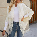 Women Faux Fur Collar Shawl Knitted Winter Capes  B-917253 - TUZZUT Qatar Online Shopping