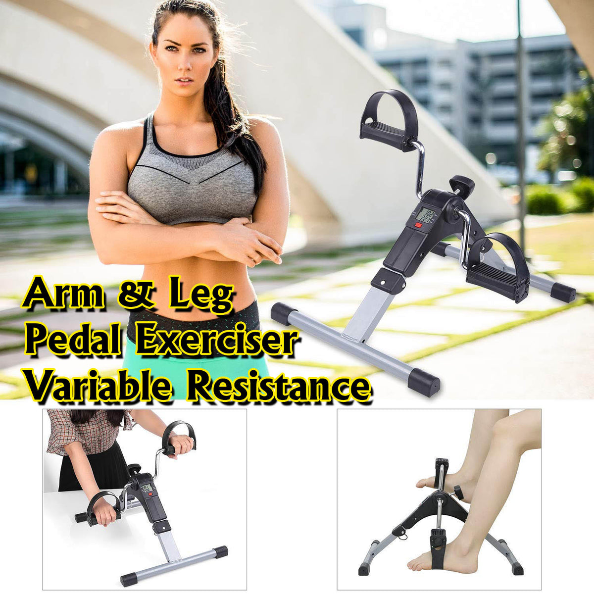 arm and leg pedal exerciser Arm & Leg Pedal Exerciser Variable Resistance with LCD Display