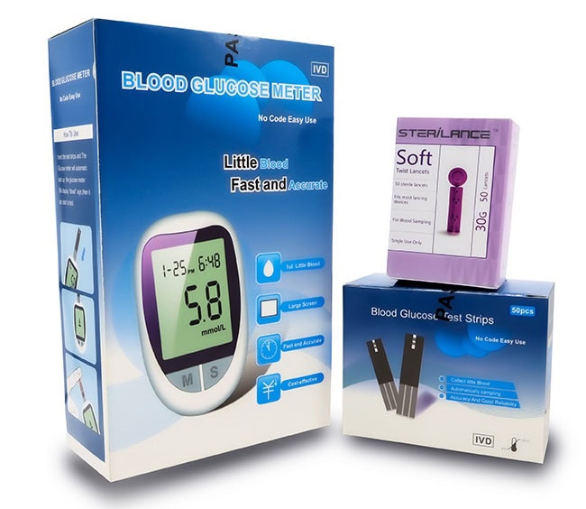 IVD Blood Glucose Meter Sugar Monitor Kit with 50 strips and 50 Lancets