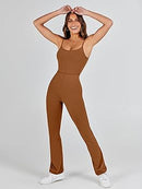 Flare Jumpsuits for Women One Piece Sleeveless Spaghetti Straps Sexy Bodycon Casual Unitard Rompers Playsuit     B207360 - TUZZUT Qatar Online Shopping