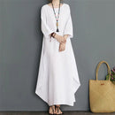 Zanzea Cotton Linen Loose Vintage Dress Women Summer Fashion Long Sleeve O Neck Elegant Party Beach Dress Streetwear Sundress S4100683 - Tuzzut.com Qatar Online Shopping
