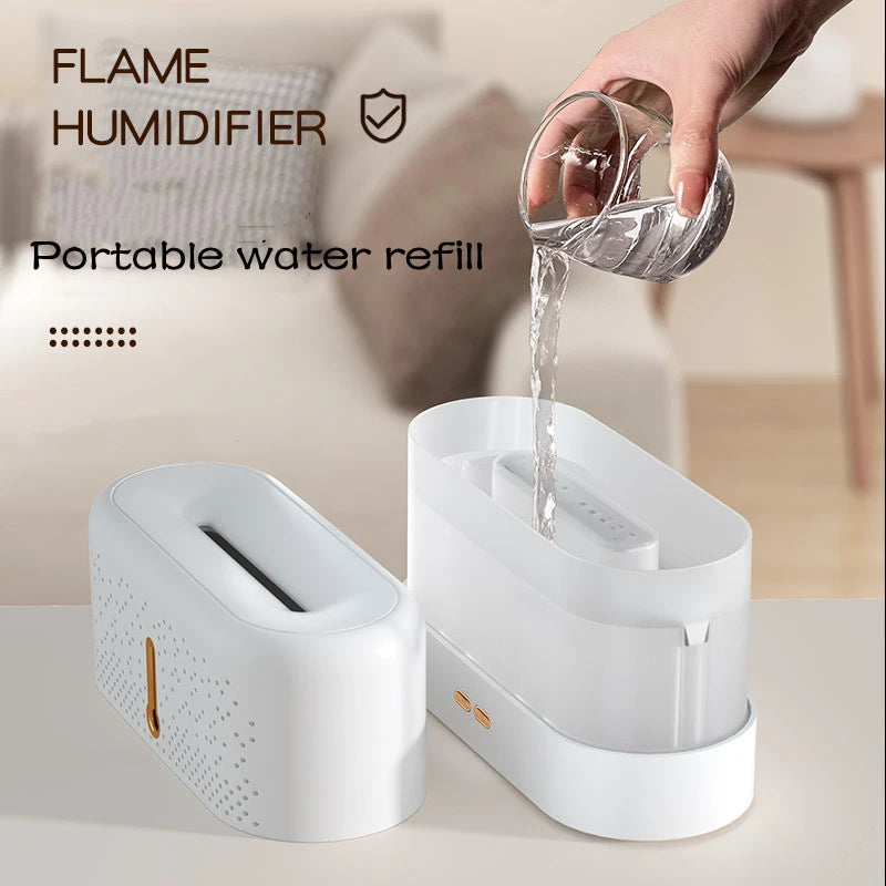 Flame Lamp Air Humidifier Essential Oil Aroma Diffuser Free Filter Ultrasonic Aromatherapy Diffuser Humidifier For Home New S4624028 - Tuzzut.com Qatar Online Shopping