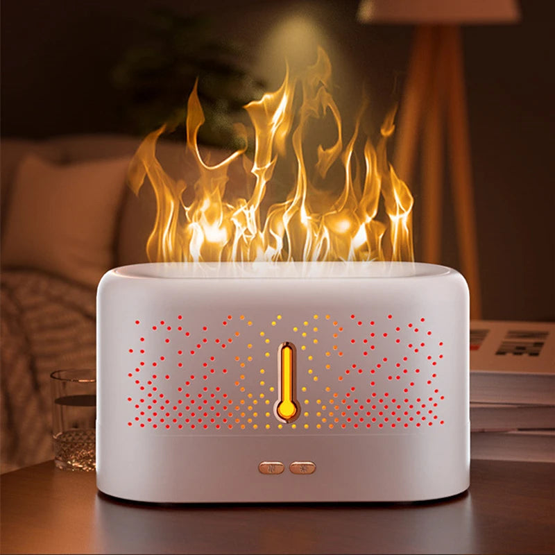 Flame Lamp Air Humidifier Essential Oil Aroma Diffuser Free Filter Ultrasonic Aromatherapy Diffuser Humidifier For Home New S4624028 - Tuzzut.com Qatar Online Shopping