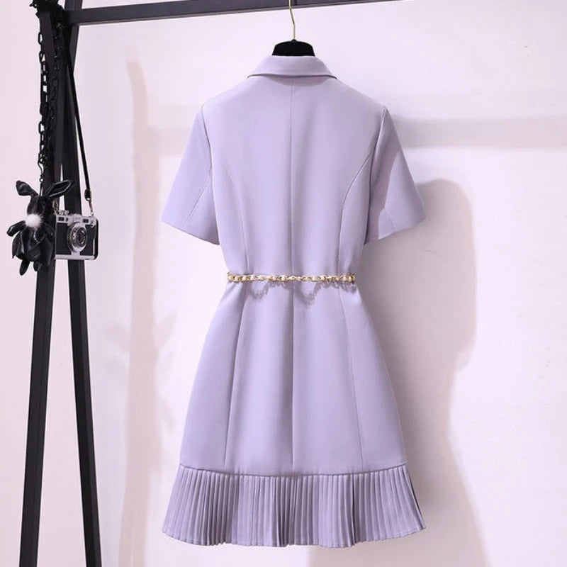 Summer Korean Fashion Women Blazers Mini Dress Elegant Notched Collar Short Sleeve Slim Office Ladies Suit Dress Vestidos X4494849