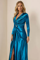 Satin Solid Faux Pearl Midi Dress 1138058 - TUZZUT Qatar Online Shopping