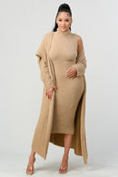 Women Long Cardigan Dress 2 Piece Set 28222 - TUZZUT Qatar Online Shopping