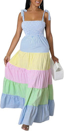 Women's Summer Dress Maxi Dresses Vacation Tie Straps Square Neck Party Long Dress    404000 - TUZZUT Qatar Online Shopping