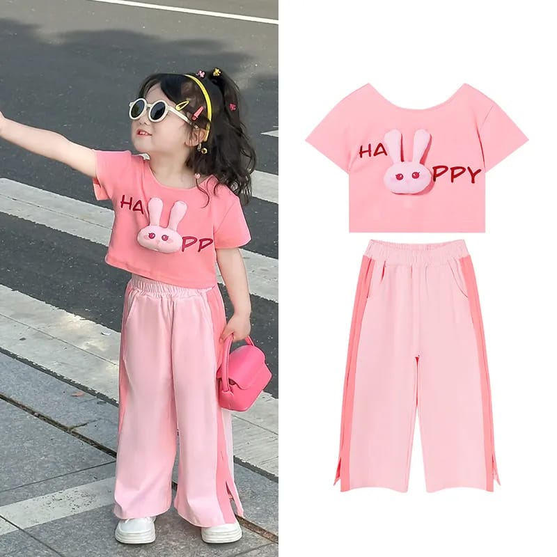 Children's Summer Set Cute Pink Casual Short-sleeved Two-piece Set S4950608 Children's Summer Set Cute Pink Casual Short-sleeved Two-piece Set S4950608