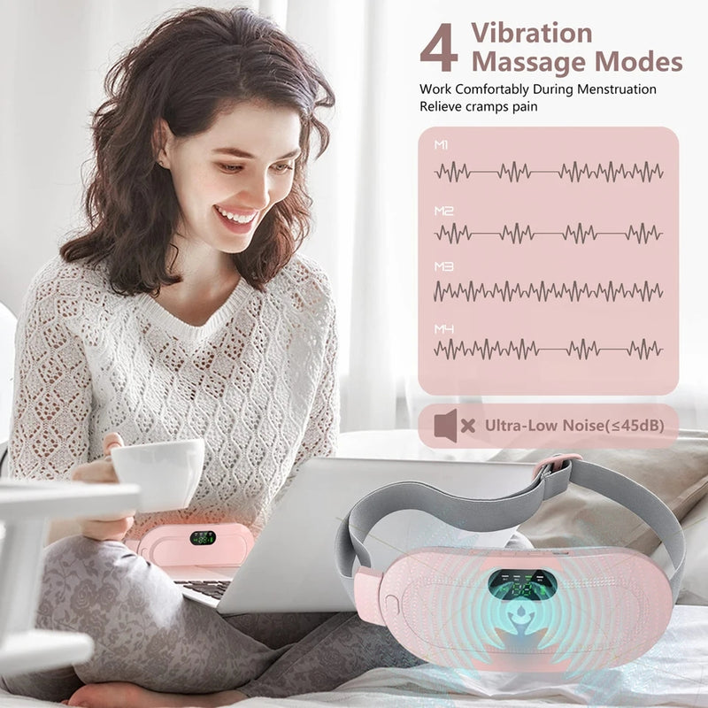 Menstrual Heating Pad Smart Warm Palace Belt Periods Relief Waist Pain Cramps Vibrating Abdominal Massager Electric Waist Belt Device B-4582