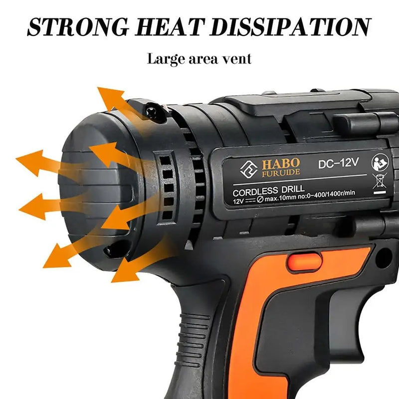 12V Multifunction Drill Screwdriver 2 Speed Electric Cordless Drill ...