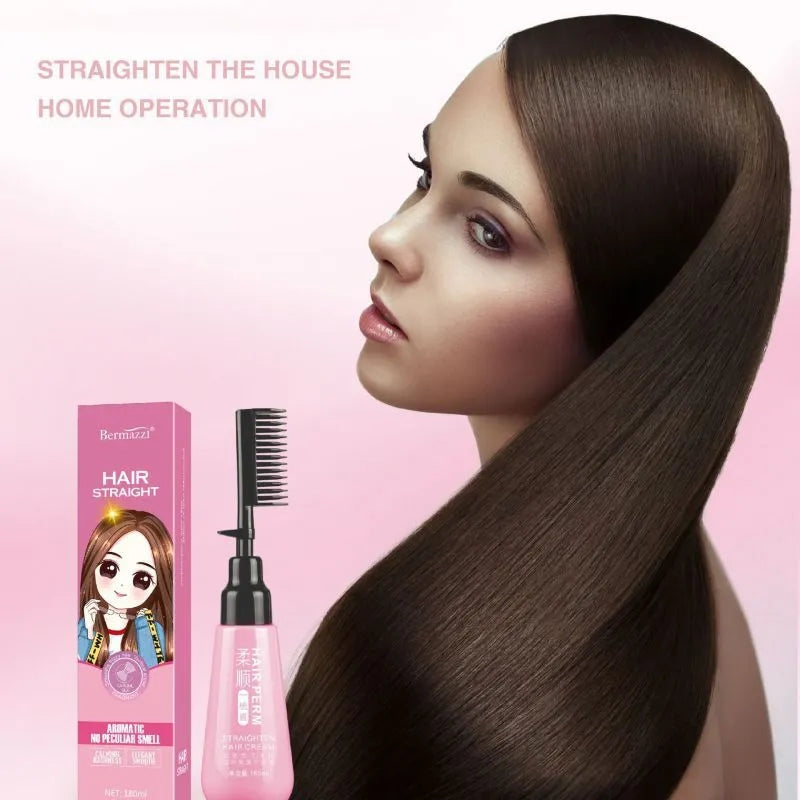 Bermazzi 180ml Hair Straightener Cream Smooth Straight Hair Relaxer Cream With Comb Fast Straightening Nourishing Cream Woman Hair Care - Tuzzut.com Qatar Online Shopping