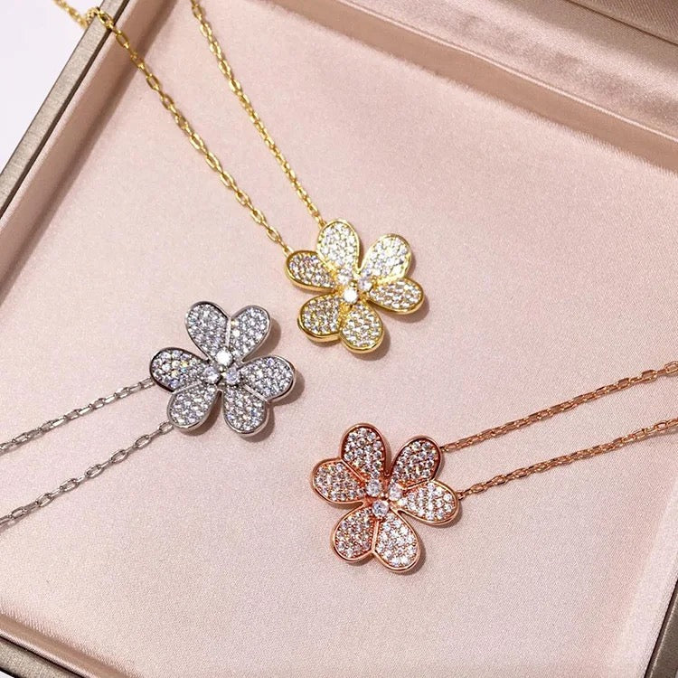 Color Full Zircon Flower Pendants Fashion Brand Jewelry Necklaces For Women S839554 - TUZZUT Qatar Online Shopping