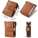 HUMERPAUL Short Wallet Men Genuine Leather Zipper Coin Pocket High Quality Male RFID Card Holder Purse Vintage Credential Walet BP804 - Tuzzut.com Qatar Online Shopping