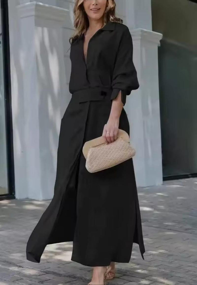 Women Elegant Office Lady Work Shirt Long Dress    B-320586 - TUZZUT Qatar Online Shopping