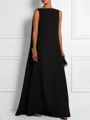 Loose Simple Solid Color Sleeveless V-Back Maxi Dress M 100534 - TUZZUT Qatar Online Shopping