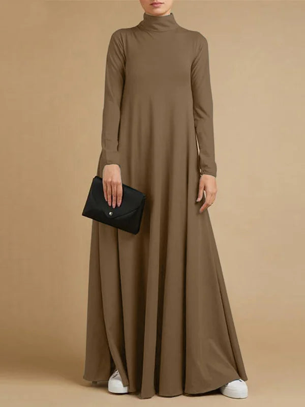 Casual Loose 4 Colors High-Neck Long Sleeves Maxi Dress 4XL 96026 Casual Loose 4 Colors High-Neck Long Sleeves Maxi Dress 4XL 96026