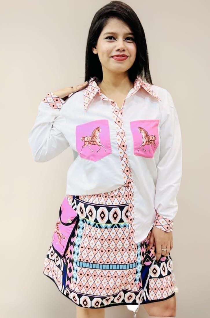 Women's Print Blouse and Skirt Set B57848