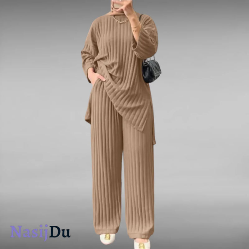 Claret Corduroy Women's Pajama Set 48889 - TUZZUT Qatar Online Shopping