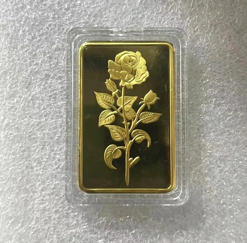 Replica Gold Plated Bullion Bar Collectibles Souvenir 1 Troy OZ with Gift Box