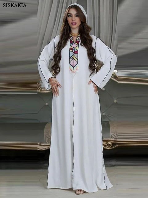 Muslim Women Abaya Dubai Long Maxi Dress Hooded Islamic Moroccan Kaftan 2XL Jilbab B-51583 - Tuzzut.com Qatar Online Shopping