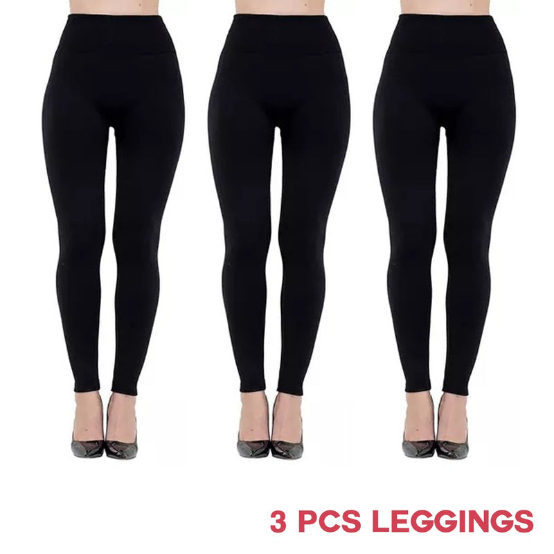 3 Pcs Black Color Women's Fashion Leggings - Tuzzut.com Qatar Online Shopping