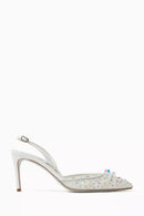 White Diamond Crystal-embellished Sandals in Lace BT169 - TUZZUT Qatar Online Shopping