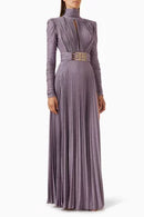 Women Spring New Deep V-neck Belted High Waist Maxi Evening Dress 141013 - TUZZUT Qatar Online Shopping