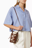 Anagram Cut-out Pocket Pouch in Classic Calfskin & Canvas LF5736 - TUZZUT Qatar Online Shopping