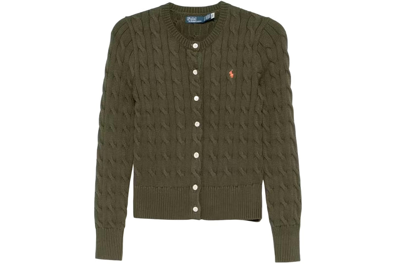 Cable Knit Cotton Crewneck Cardigan RL1235 - TUZZUT Qatar Online Shopping