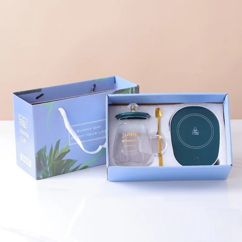 Automatic Mug Warmer Pad With Mug, Lid, Spoon with Gift Packing Automatic Mug Warmer Pad With Mug, Lid, Spoon with Gift Packing