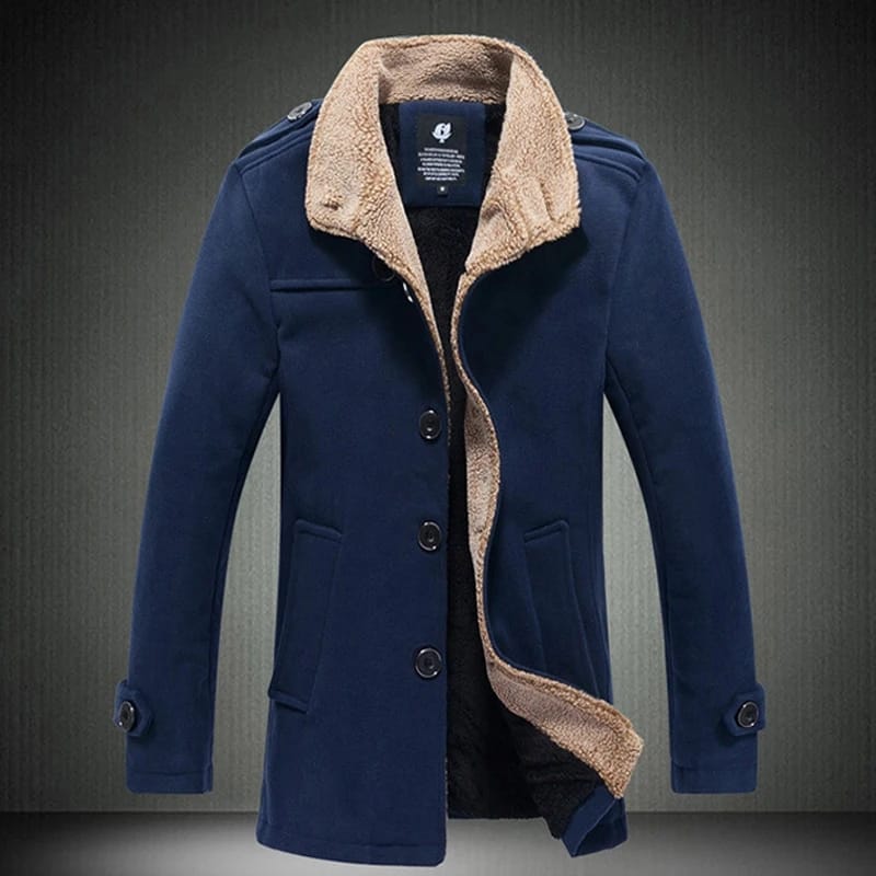 Winter Men's Wool Jackets Casual Man Fleece Warm Windbreaker Blends Coats S6976180 - Tuzzut.com Qatar Online Shopping