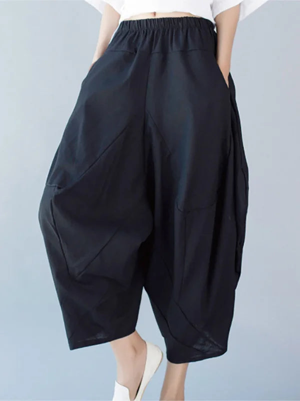 Artistic Retro Ramie Cotton Solid Color Elasticity Harem Pants 106009 Artistic Retro Ramie Cotton Solid Color Elasticity Harem Pants 106009