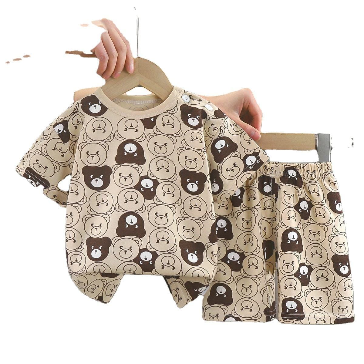 Boys Summer Bear Print Short Sleeve T-Shirt & Shorts Set 1611859 Boys Summer Bear Print Short Sleeve T-Shirt & Shorts Set 1611859