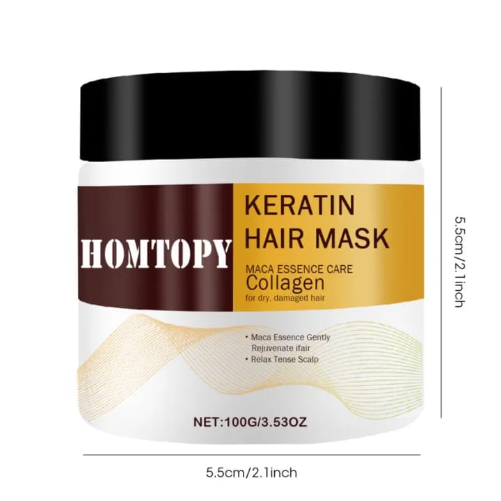 HOMTOPY Collagen Keratin Hair Mask Deep Moisturizing Repair Damaged Hair Anti-drying Split Knot Anti-hair Loss - 100g