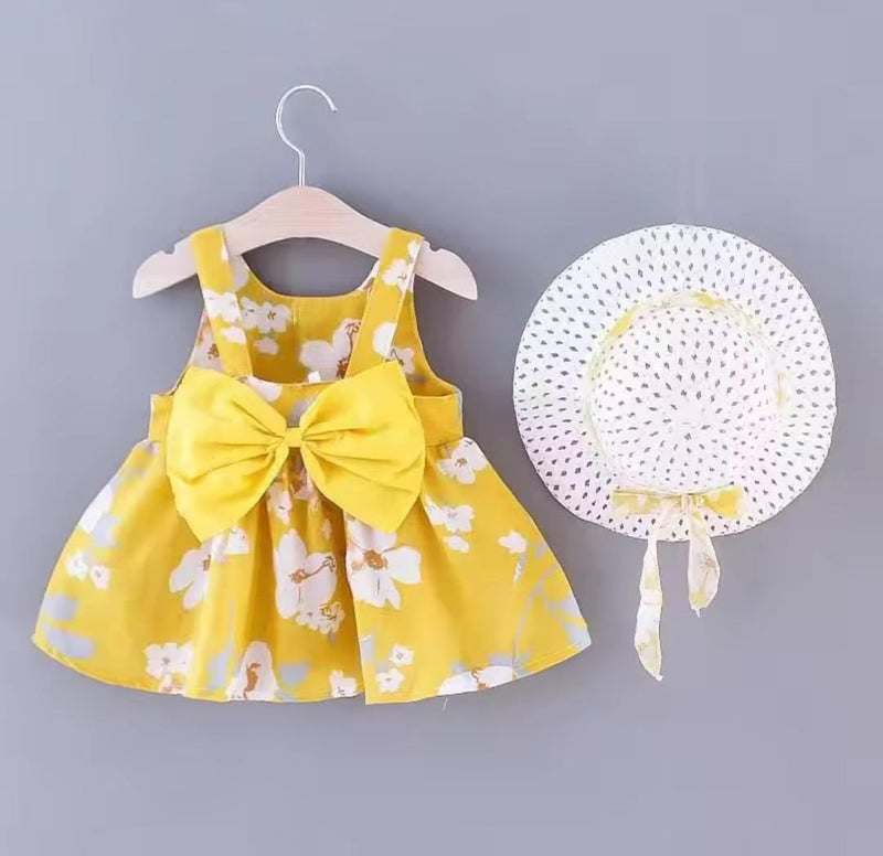 Baby Skirt Flower Strap Bow Dress+Straw Hat    1567168 - TUZZUT Qatar Online Shopping