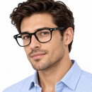 Classic Black Rectangular Clear-Lens Glasses-52