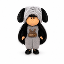24cm Kids Cute Grey & Black Fluffy Bunny Outfit Doll – 3 Years+