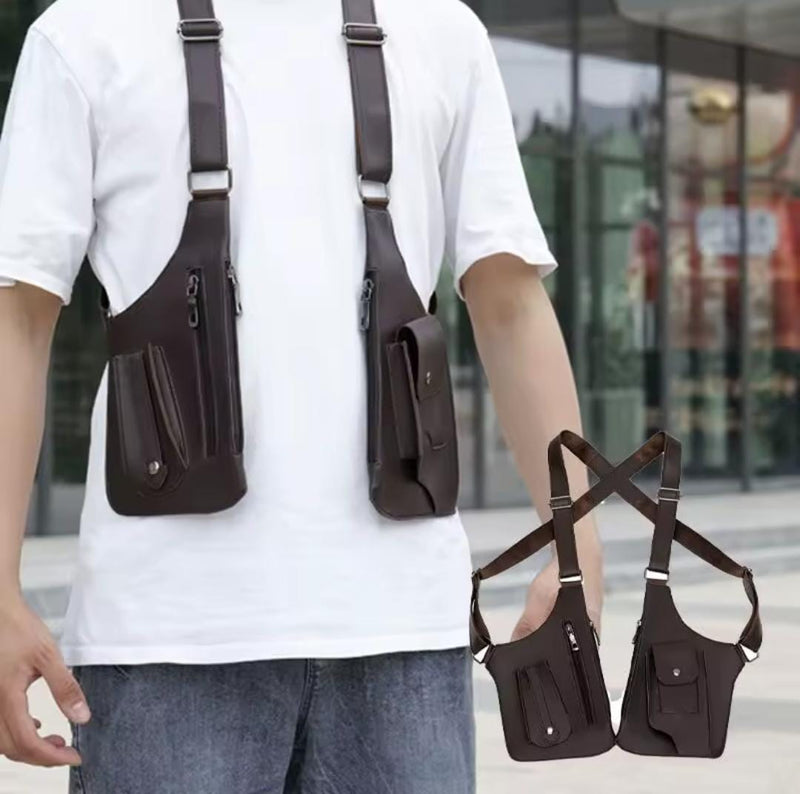 Men Retro Multi-pocket Phone Bag Chest Bags  B-366649 - TUZZUT Qatar Online Shopping