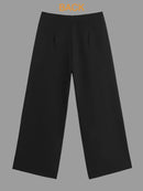 Urban Solid Color Pleats High Waisted Wide Leg Pants  104383 - TUZZUT Qatar Online Shopping