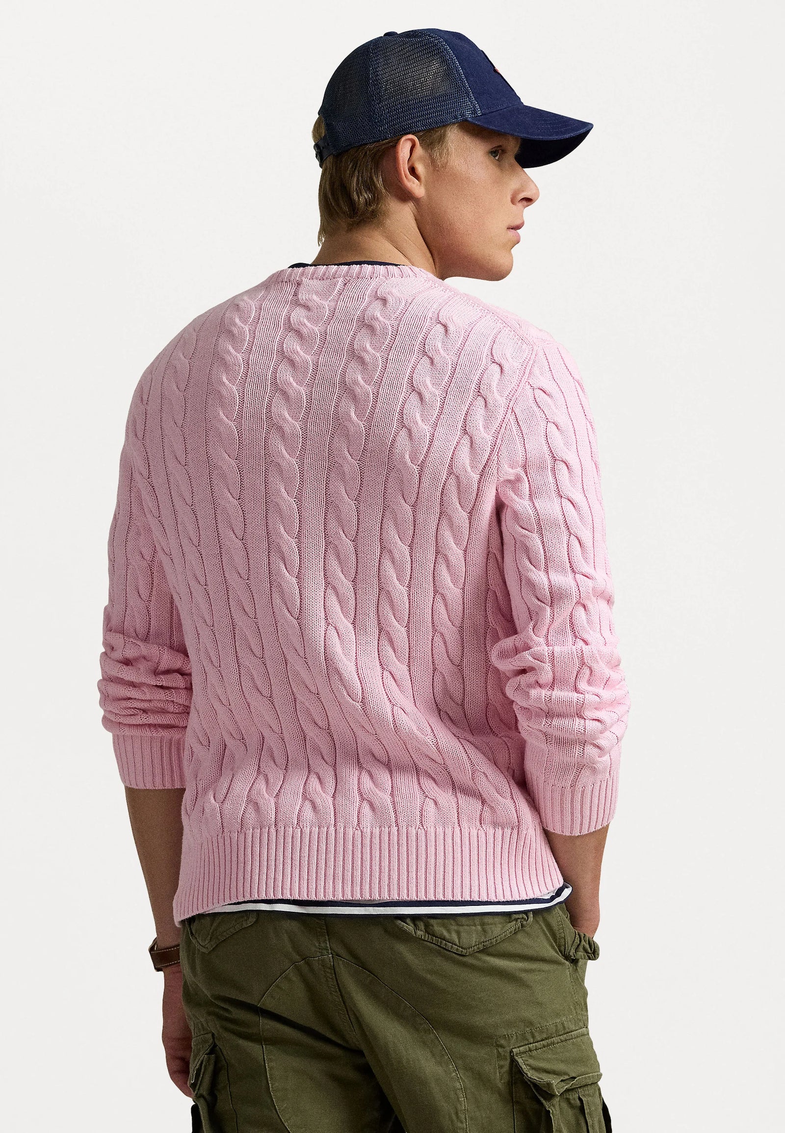 Cable-Knit Cotton Crewneck Jumper Pink 7014481 Cable-Knit Cotton Crewneck Jumper Pink 7014481