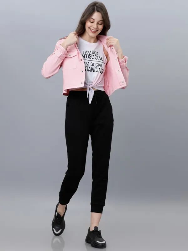 Tokyo Talkies Women Pink Denim Jacket Jackets B203079 Tokyo Talkies Women Pink Denim Jacket Jackets B203079