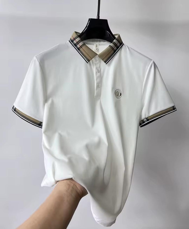 Men's Short Sleeve POLO Ice Silk Casual T-shirt B-314486 - TUZZUT Qatar Online Shopping