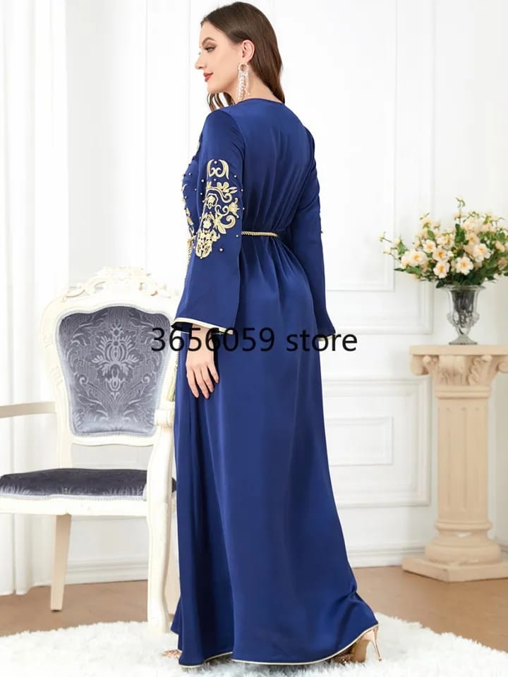 Morocco Dress Women Ruffle Muslim Abaya Fashion Dubai Abayas Embroidery Belted Kaftan Elegant Party Dresses Vestidos Spring L S4860725