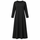 Women's Black Full Sleeve Abaya Inner Dress T-96