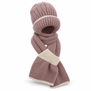 Women’s Dusty Mauve Knitted Hat with Attached Scarf