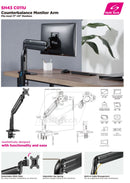 Single Monitor Gas Spring Aluminium Desktop Mount - SH 43 C011U (Fits Most 17" ~ 43") - Tuzzut.com Qatar Online Shopping