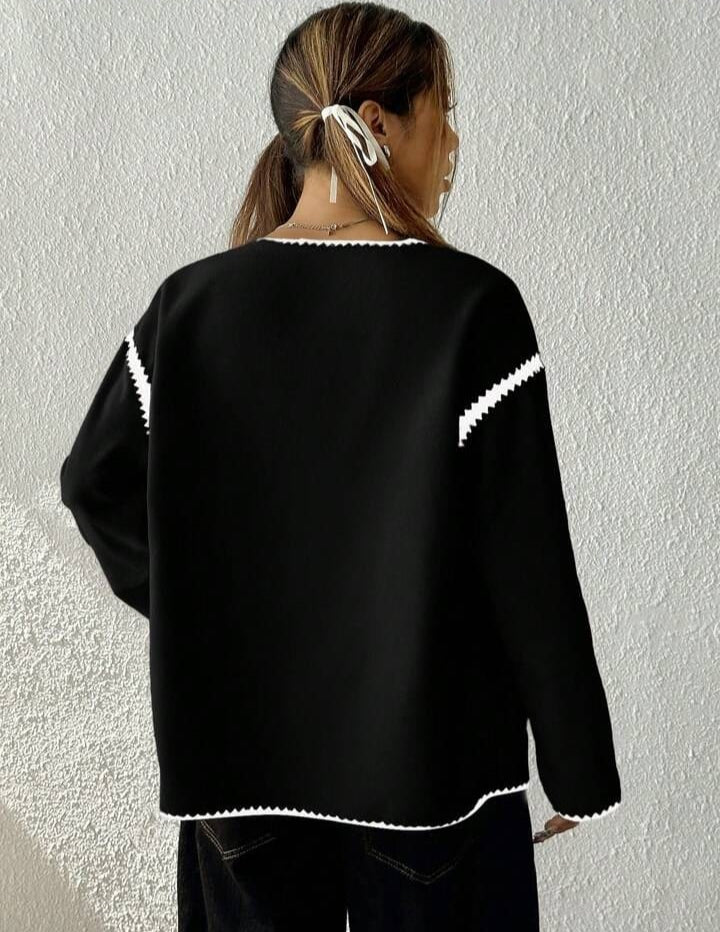 Women Casual Colorblock Trim Dual Pocket Jacket B195915 Women Casual Colorblock Trim Dual Pocket Jacket B195915